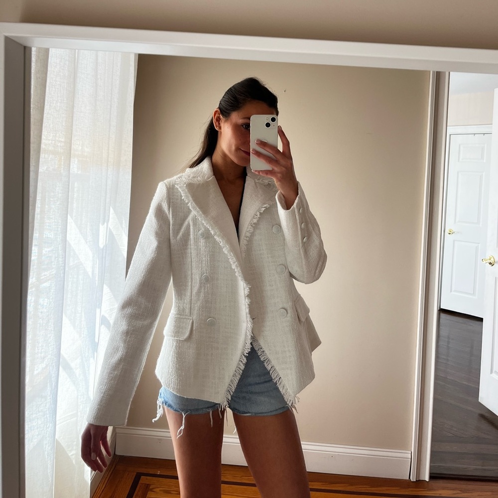 White Tweed Oversized Blazer Revolve NWOT
